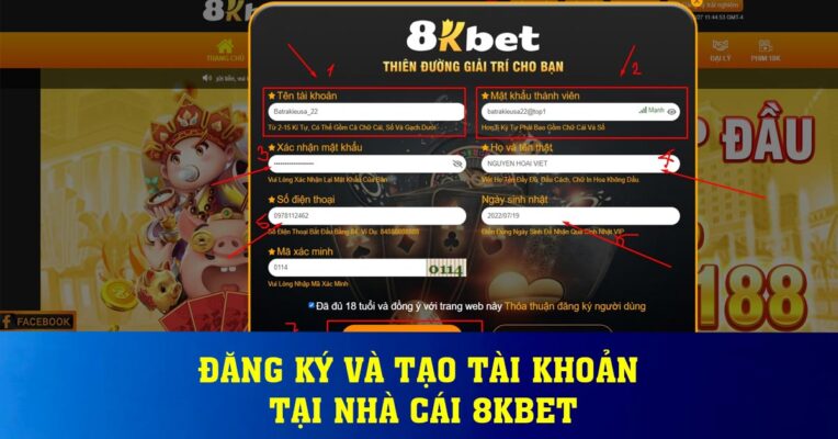 Đăng Ký Và Tạo Tài Khoản Tại Nhà Cái 8KBET