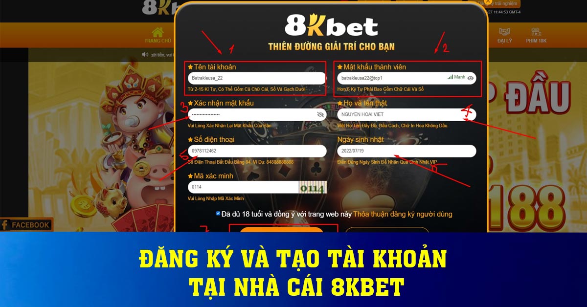 Đăng Ký Và Tạo Tài Khoản Tại Nhà Cái 8KBET